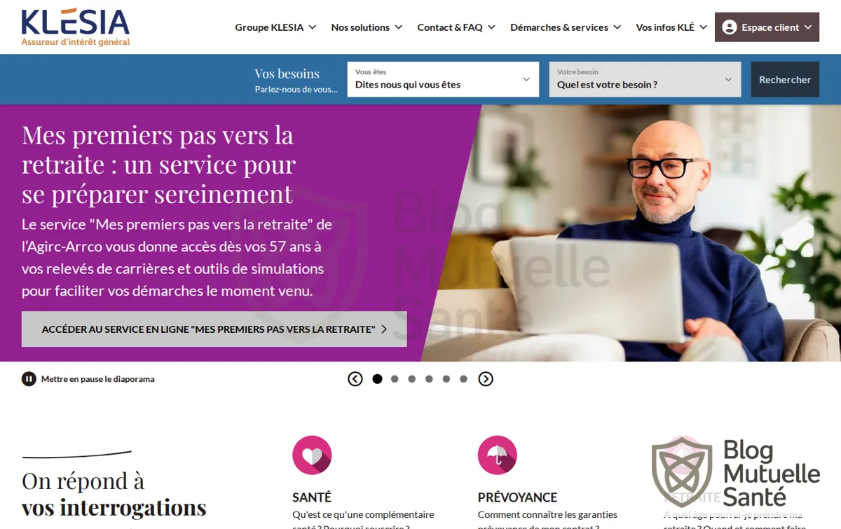 Capture : Accueil | KLESIA - Assureur d’intérêt général